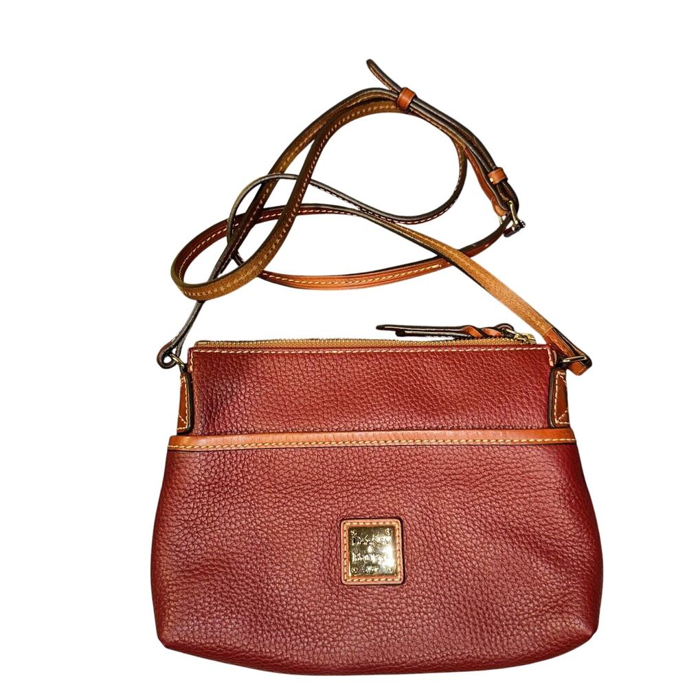 NEW Dooney & Bourke Pebble Leather Ginger Pouchette Crossbody Shoulder Bag Wine